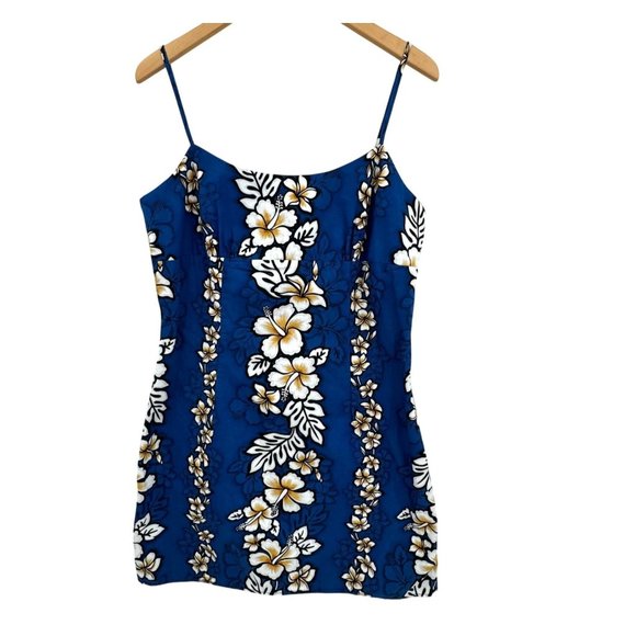 Royal Creations Hawaiian Floral Mini Slip Dress Vintage Plumeria Tropical Hawaii - Picture 1 of 6